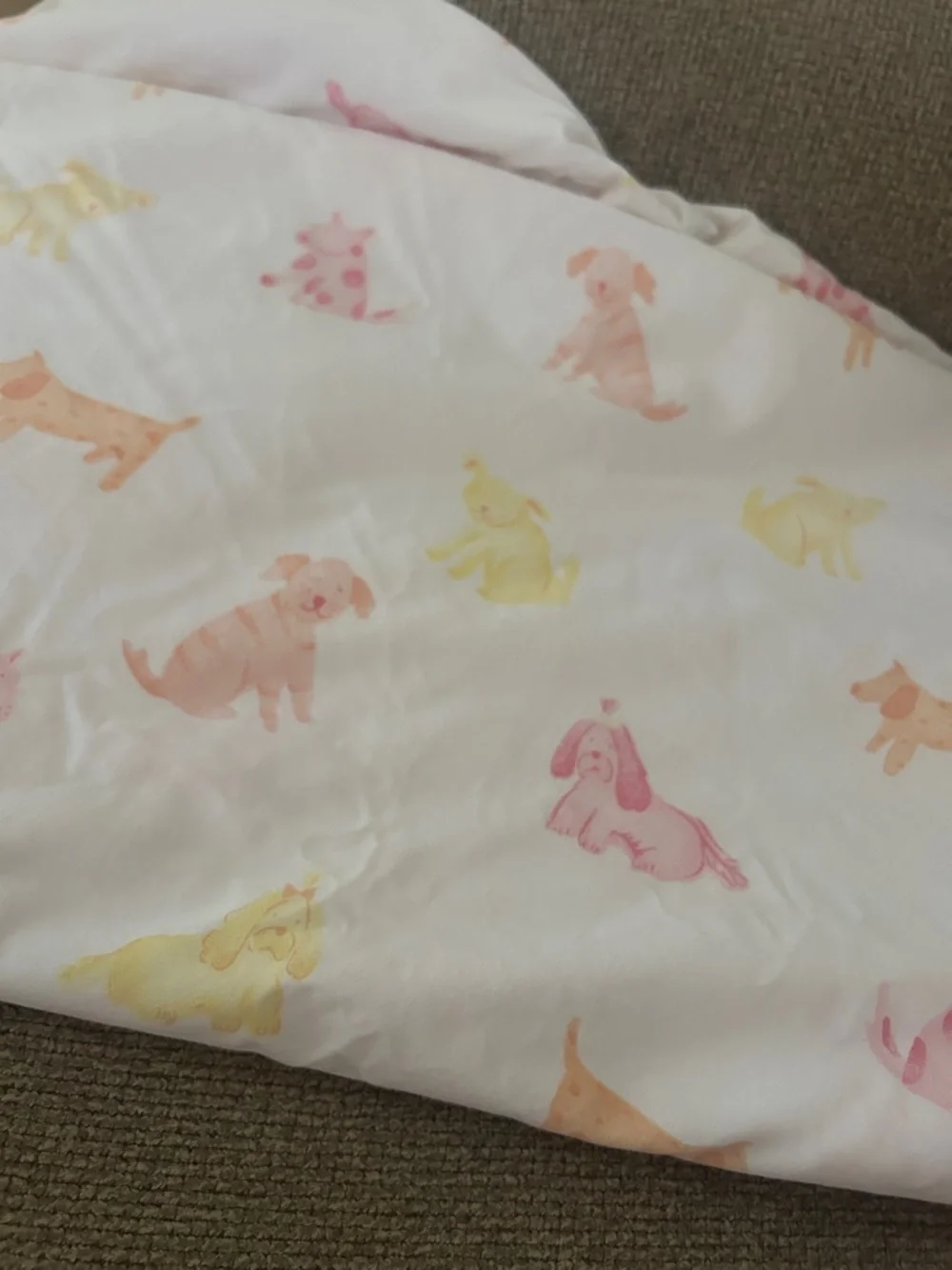 🖤 POTTERY BARN KIDS dog print PINK WHITE DUVET COVER